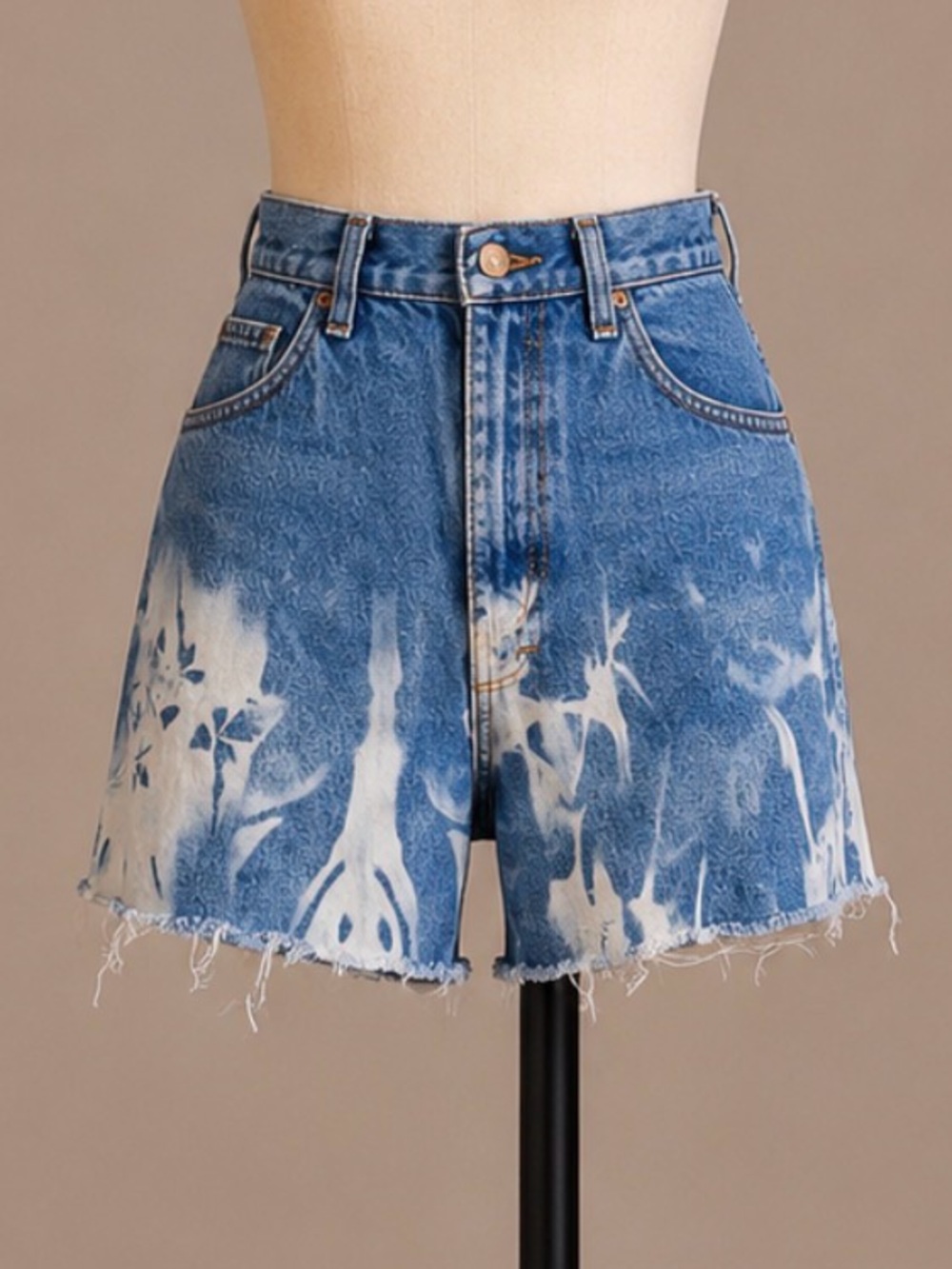Rustler Blue and White Tie-Dye Denim Shorts
